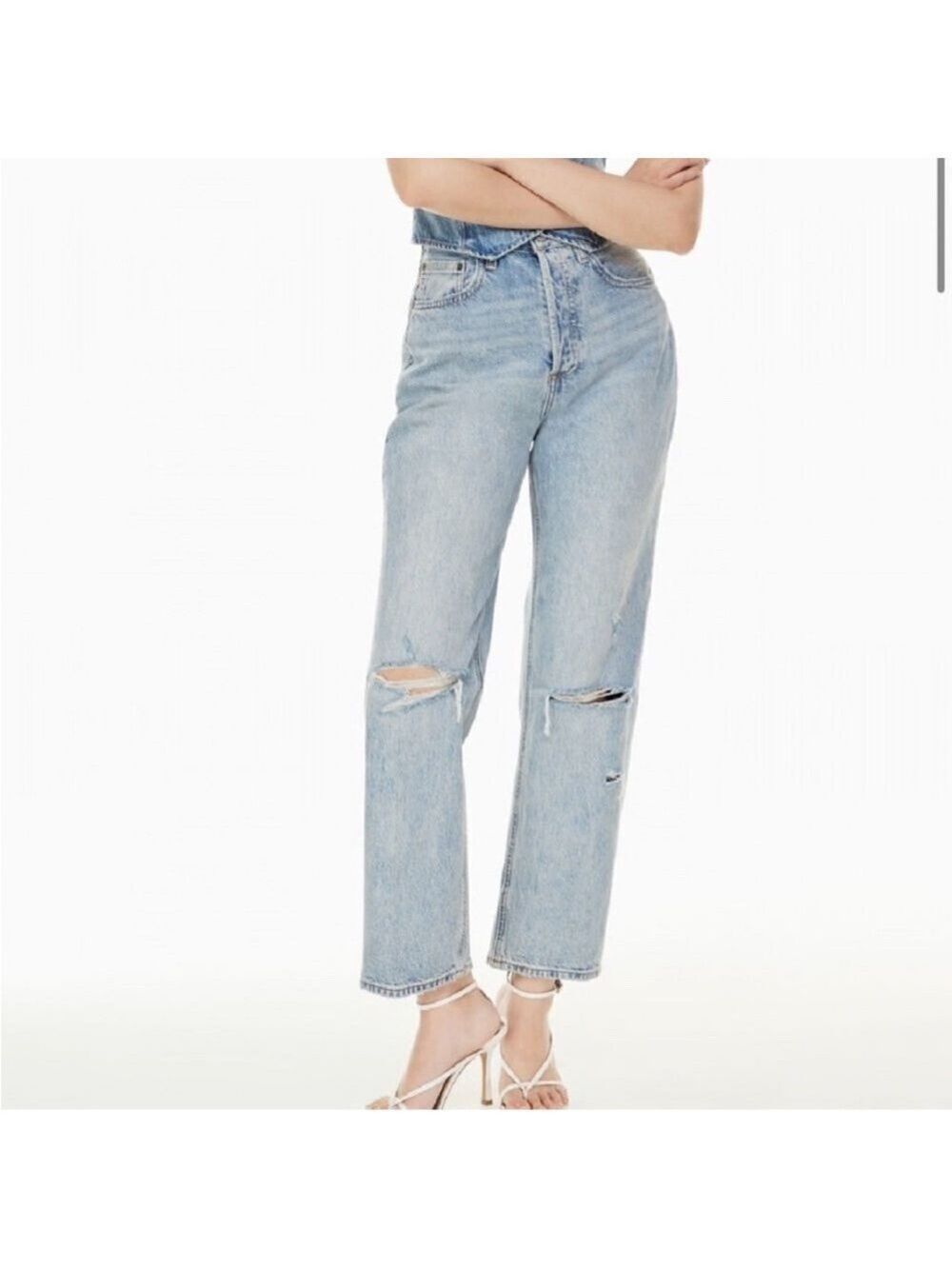 Aritzia Denim Forum The Joni High Rise Loose Light Blue Jeans SZ 30